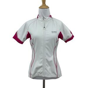 Gore Cycling Jersey Womens M White Pink Oxygen So Lady Wind Stopper Soft Shell